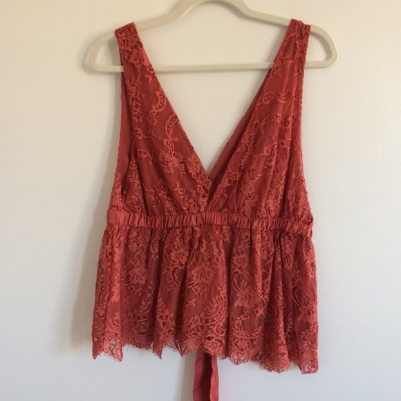 Free People Chante Lace Tie Tank Top Boho XL NWT - Picture 6 of 8